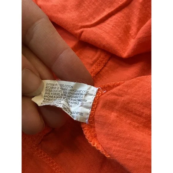 Club Monaco Womens XS Orange V-Neck Slub Cotton Short Sleeve T-Shirt 0996 - Picture 5 of 8